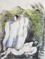 Le Manteau De Noe hand painted etching contemporary Marc Chagall
